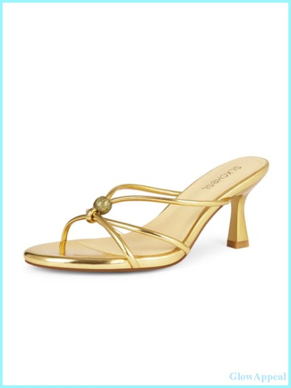 Beaded Slip On Kitten Heels Open Toe Sandals